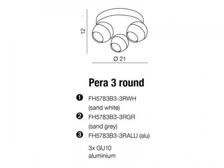 Стельовий світильник AZzardo PERA 3 ROUND AZ1254 (FH5783B33RWH)