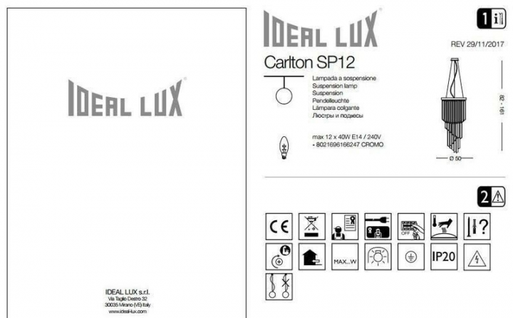 Люстра Ideal Lux CARLTON 166247