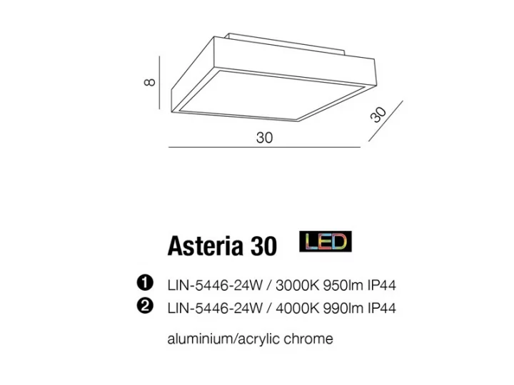 Стельовий світильник AZzardo ASTERIA 30 AZ2477 (LIN544624W4000 IP44)