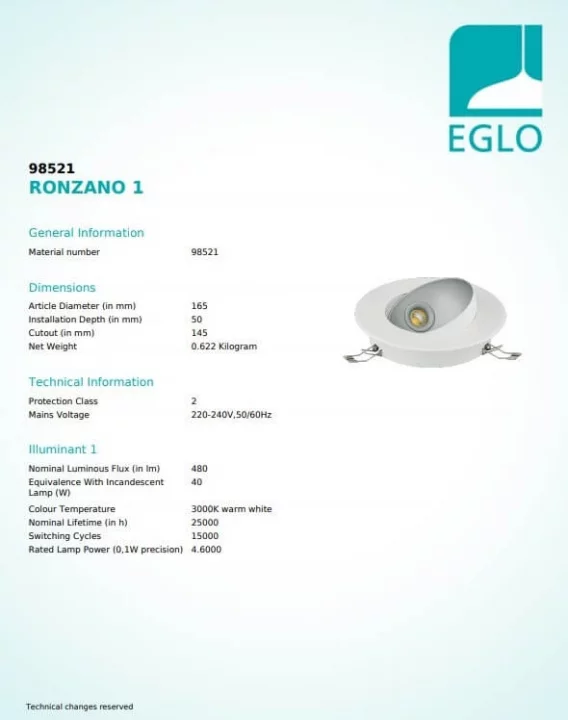 Точковий світильник Eglo RONZANO 1 98521 фото