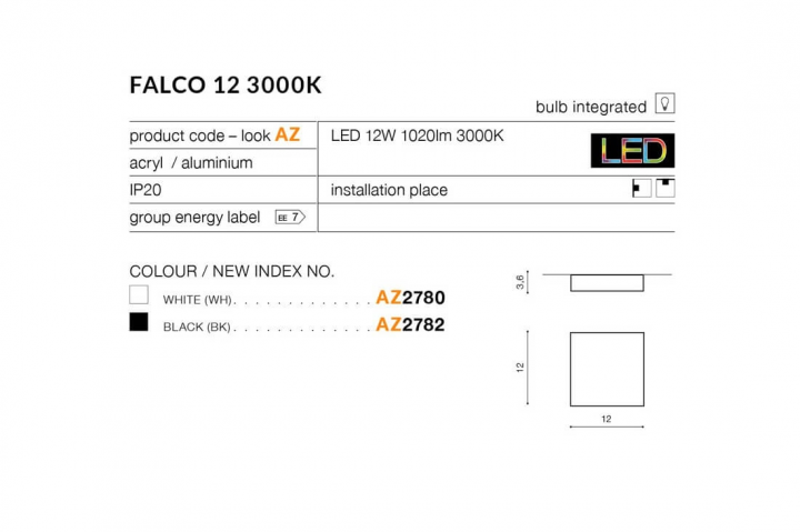 Точковий світильник AZzardo FALCO 12 3000K AZ2782 фото