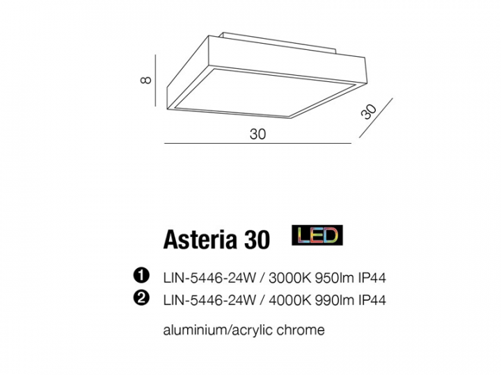Стельовий світильник AZzardo ASTERIA 30 AZ2073 (LIN544624W3000 IP44) фото