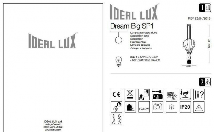 Люстра Ideal Lux DREAM 179858